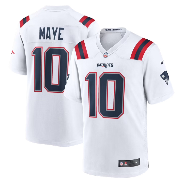 Drake Maye New England Patriots NFL Game Jersey Road Nike White