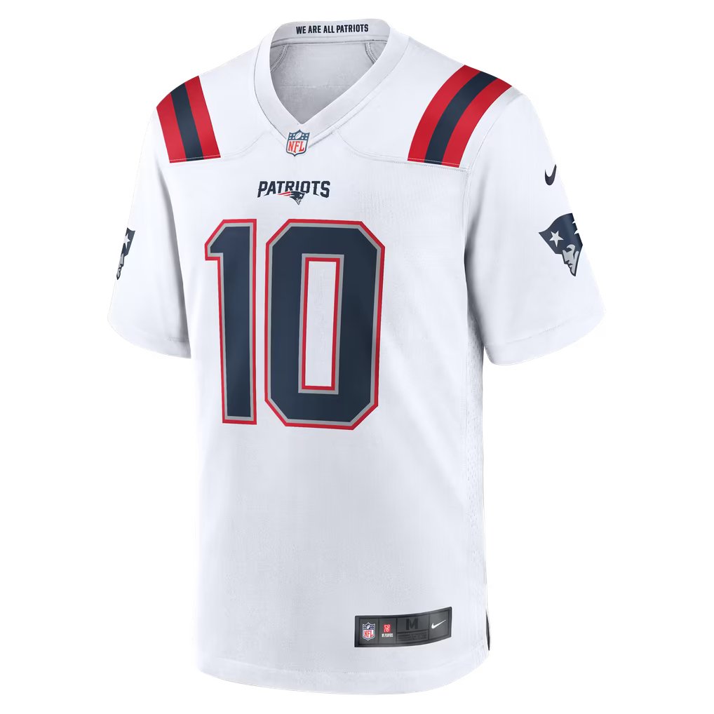 Drake Maye New England Patriots NFL Game Jersey Road Nike White