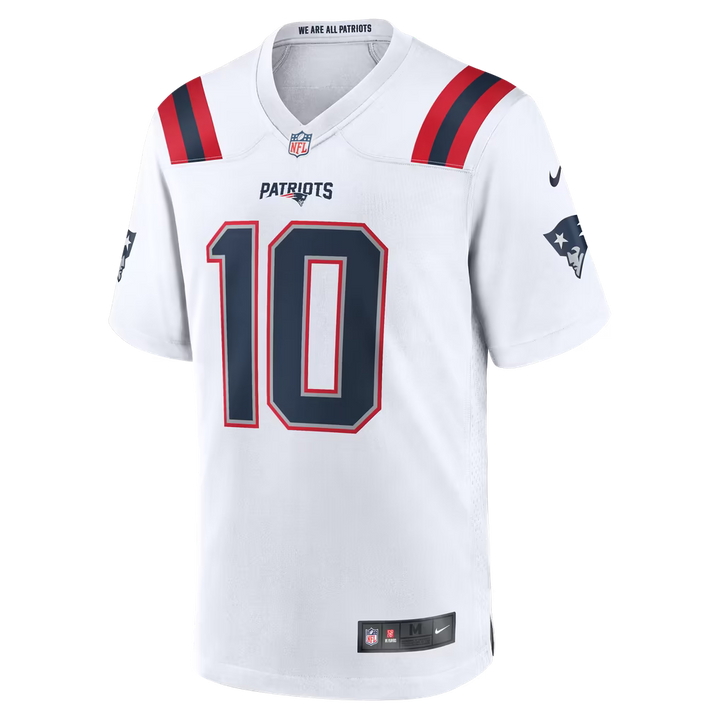 Drake Maye New England Patriots NFL Game Jersey Road Nike White