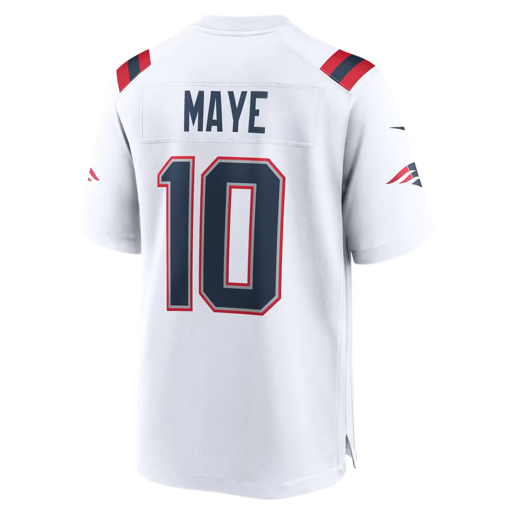 Drake Maye New England Patriots NFL Game Jersey Road Nike White