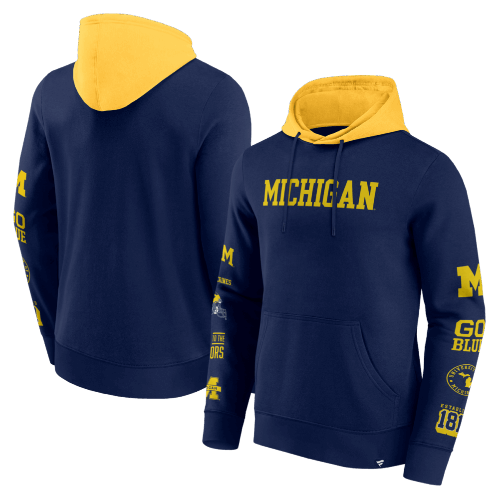 Fanatics - NCAA - Colorblock Badge Fleece Hoodie - Michigan Wolverines