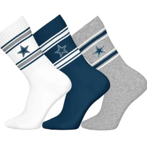 Barefoot - NFL Socks - NFL Dallas Cowboys - 3 Pairs Crew Socks