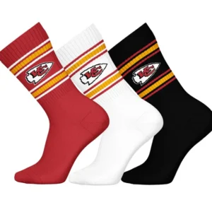 Barefoot - NFL Socks - NFL Kansas City Chiefs - 3 Pairs Crew Socks