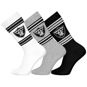 Barefoot - NFL Socks - NFL Las Vegas Raiders- 3 Pairs Crew Socks
