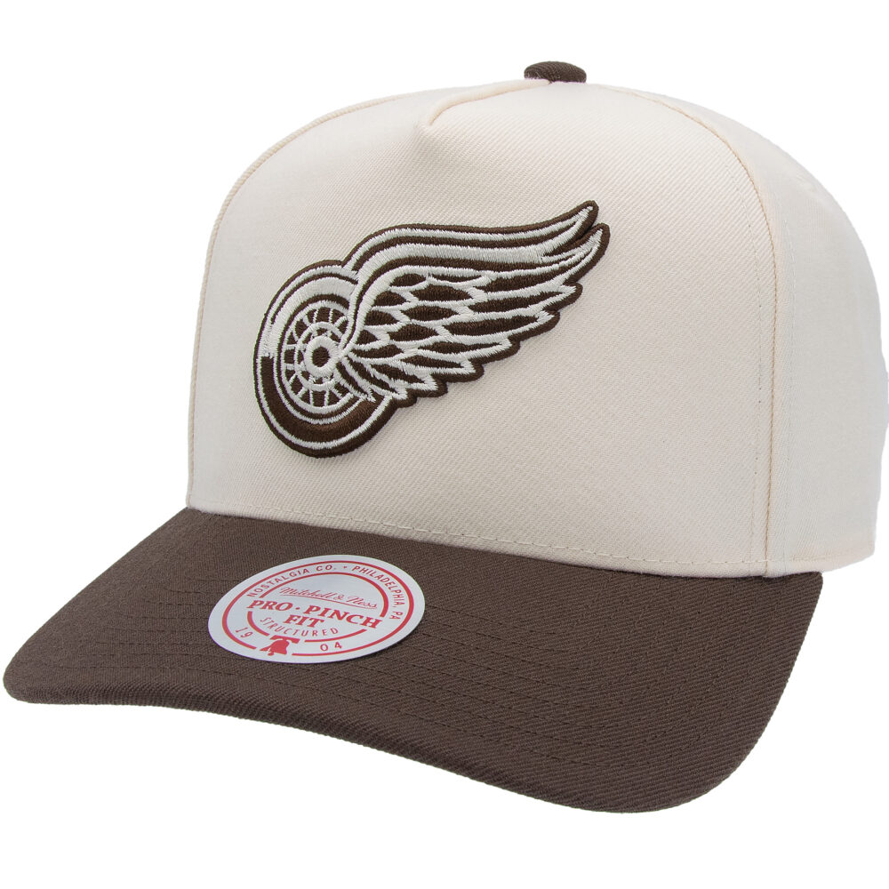 Detroit Red Wings NHL Fashion 2-Tone Pro Pinch Fit Snapback Mitchell & Ness Cream/Brown