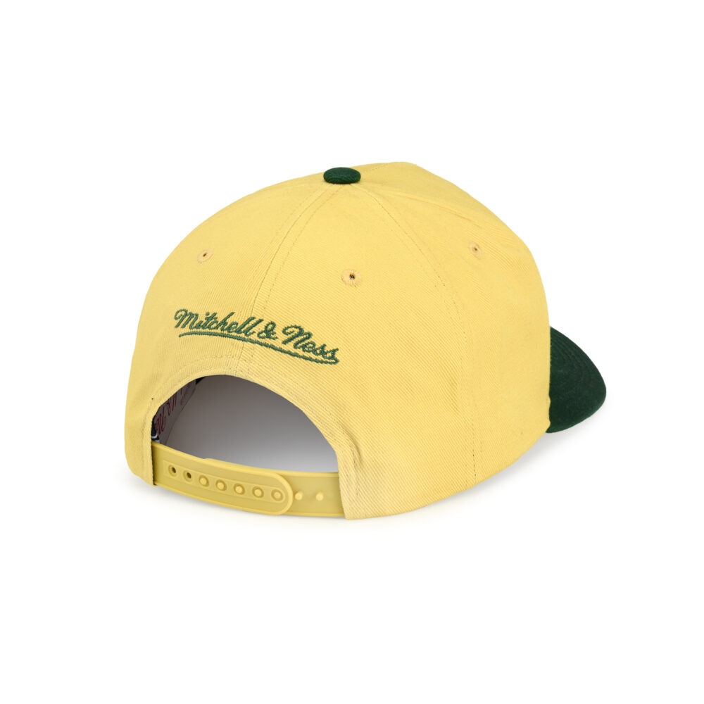 Chicago Bulls NBA Harvest Gold Pro Pinch Snapback Mitchell & Ness Yellow/Green - Image 2