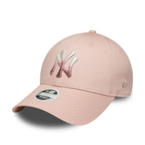 New York Yankees Womens Metallic Logo MLB 9FORTY Strapback New Era Pink