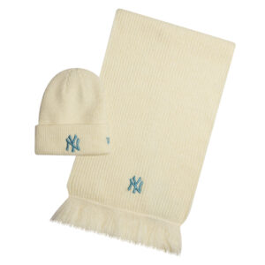 New York Yankees MLB Beanie Scarf Set New Era Cream/Blue